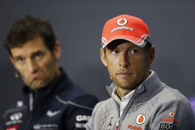 Motorsports: FIA Formula One World Championship 2013, Grand Prix of Great Britain, 2 Mark Webber (AUS, Infiniti Red Bull Racing), 5 Jenson Button (GBR, Vodafone McLaren Mercedes), xHOCHxZWEIx