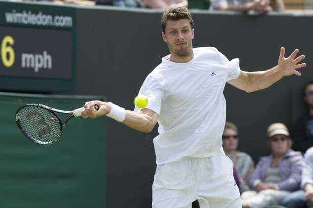 Tennis: Wimbledon Championship 2013, Daniel Brands of Germany in action during his Gentlemen s Singles second round match of Czech Republic on day four of the Wimbledon Lawn Tennis Championships at the All England Lawn Tennis and Croquet Club on June 27, 2013 in London, England. xKirstenxHolstx xHOCHxZWEIx