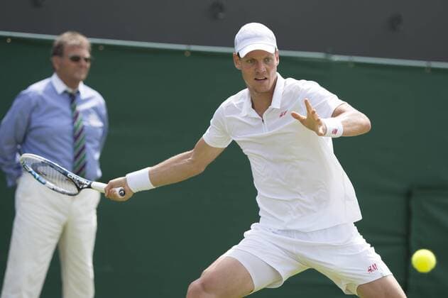 Tennis: Wimbledon Championship 2013, Tomas Berdych of Czech Republic in action during his Gentlemen s Singles second round match on day four of the Wimbledon Lawn Tennis Championships at the All England Lawn Tennis and Croquet Club on June 27, 2013 in London, England. xKirstenxHolstx xHOCHxZWEIx