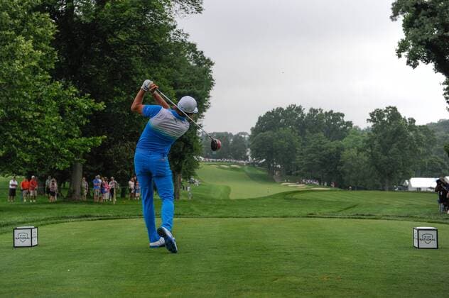 June 27, 2013 - Ricky Fowler tees off at hole fifteen during opening round play at the AT&T National at Congressional Country Club in Bethesda MD. Golf 2013: AT&T National JUN 27 - ZUMAcjm