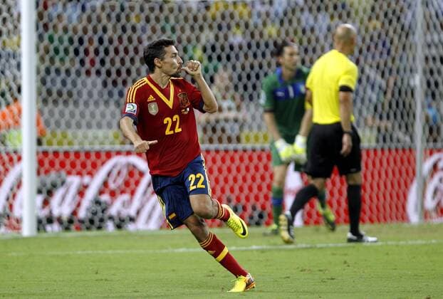 Semifinal of Confederations Cup between Spain and Italy. In this picture, Jesus Navas celebrates the victory after the penalties. xPABLOGARCIAx 