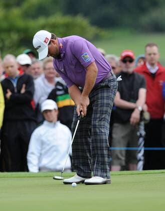27.06.2013 Maynooth, Ireland. Graeme McDowell putts on the 5th green during the second round of the Irish Open from Carton House Golf Club xTommyxGrealyx  ActionPlus00000127778