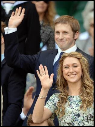 Great Britain s Olympians Laura Trott and her boyfriend Jason Kenny in the royal box at The Wimbledon Tennis Championships The All England Lawn Tennis Club, Wimbledon, United Kingdom Saturday, 29th June 2013 AndrewxParsonsx xi-Images  IIM-0161-0009