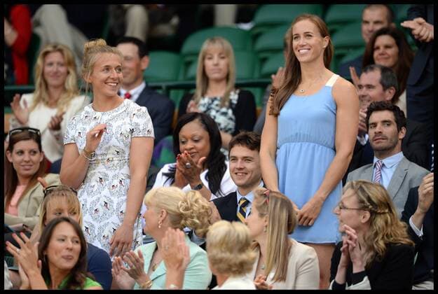 Great Britain s Olympic rowers Helen Glover and Sophie Hoskins, in the royal box at The Wimbledon Tennis Championships The All England Lawn Tennis Club, Wimbledon, United Kingdom Saturday, 29th June 2013 AndrewxParsonsx xi-Images  IIM-0161-0024