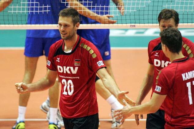 29.06.2013 Belgrade(Serbia) Serbia-Germany FIVB Men s Volleyball World League Philipp Collin(L) Germany celebrate during match : 