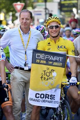 AJACCIO, FRANCE - JUNE 30: Marcel Kittel (Germany Team Argos - Shimano - Uvex) and Christian Prud homme, boss of ASO CYCLISME : Tour de France 2013 - Etappe 2 - Bastia Ajaccio - 30 06 2013 Photonews Panoramic 