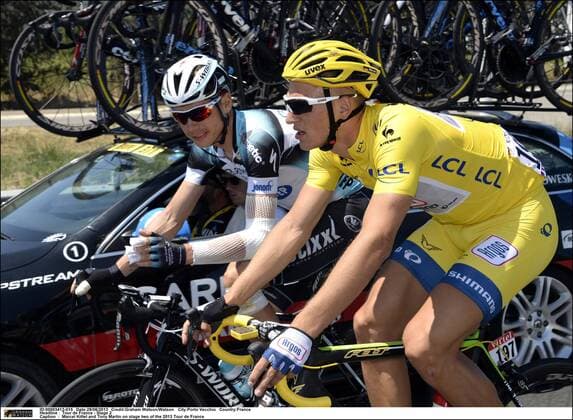Marcel Kittel (Germany Team Argos - Shimano - Uvex) - Tony Martin (Germany Team Omega Pharma - Quickstep) CYCLISME : Ajaccio - Calvi - Tour De France - Etappe 2 - Calvi - PhotoNews Panoramic 