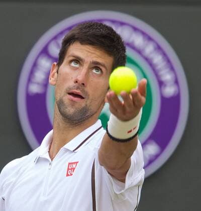 PROPAGANDA20130703 Tennis: Wimbledon Championship 2013, Novak Djokovic (SRB) during the Gentlemen s Singles Quarter-Final match on day nine of the Wimbledon Lawn Tennis Championships at the All England Lawn Tennis and Croquet Club. (Hinweis: Verwendung nur in Deutschland, Österreich oder Schweiz - only Germany, Austria and Switzerland) xHOCHxZWEIx xPropagandax 