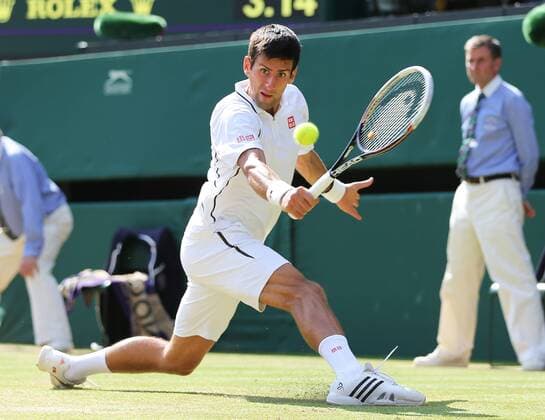 Novak Djokovic during in the semifinal at the Wimbledon Tennis Championships in London, Friday, 5th July 2013 Picture by StephenxLock i-Images StephenxLockx xi-Images  IIM-0185-0065