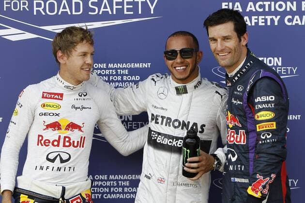 Motorsports: FIA Formula One World Championship 2013, Grand Prix of Germany, 1 Sebastian Vettel (GER, Infiniti Red Bull Racing), 10 Lewis Hamilton (GBR, Mercedes AMG Petronas F1 Team), 2 Mark Webber (AUS, Infiniti Red Bull Racing), xHOCHxZWEIx