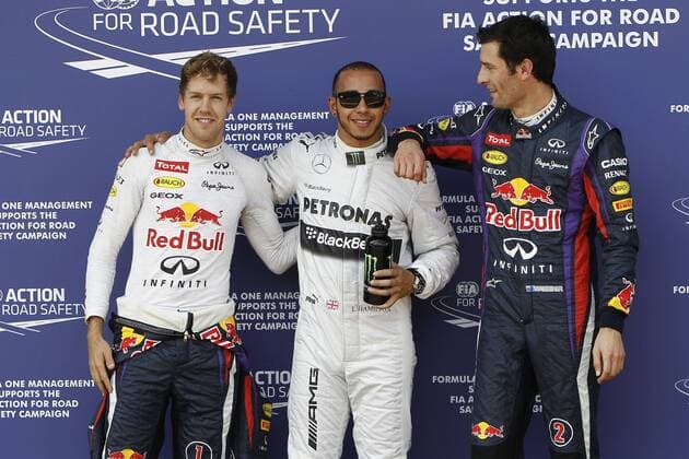 Motorsports: FIA Formula One World Championship 2013, Grand Prix of Germany, 1 Sebastian Vettel (GER, Infiniti Red Bull Racing), 10 Lewis Hamilton (GBR, Mercedes AMG Petronas F1 Team), 2 Mark Webber (AUS, Infiniti Red Bull Racing), xHOCHxZWEIx