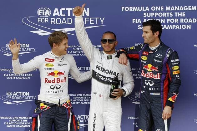 Motorsports: FIA Formula One World Championship 2013, Grand Prix of Germany, 1 Sebastian Vettel (GER, Infiniti Red Bull Racing), 10 Lewis Hamilton (GBR, Mercedes AMG Petronas F1 Team), 2 Mark Webber (AUS, Infiniti Red Bull Racing), xHOCHxZWEIx