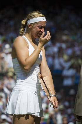Tennis: Wimbledon Championship 2013, An emotional Sabine Lisicki of Germany with her runner-up trophy is speaking with Sue Barker after her Ladies Singles final match on day twelve of the Wimbledon Lawn Tennis Championships at the All England Lawn Tennis and Croquet Club on July 6, 2013 in London, England. xKirstenxHolstx xHOCHxZWEIx