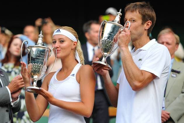 Double mixte, Kristina Mladenovic (Fra) et Daniel Nestor (Can) TENNIS : Wimbledon 2013 - 07 07 2013 TennisMagazine Panoramic 