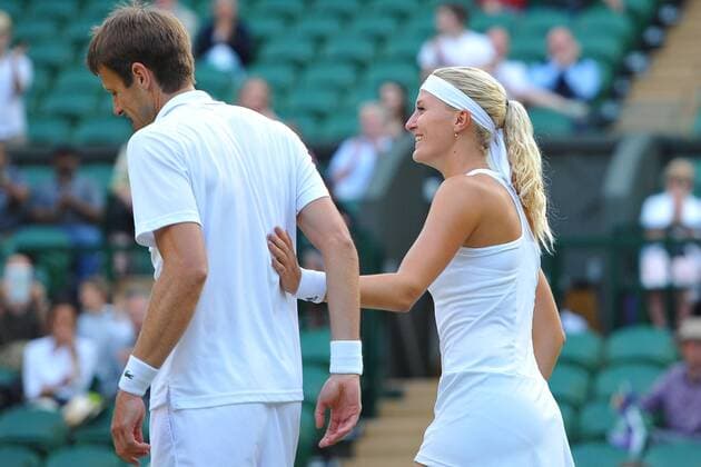 Double mixte, Kristina Mladenovic (Fra) et Daniel Nestor (Can) TENNIS : Wimbledon 2013 - 07 07 2013 TennisMagazine Panoramic 