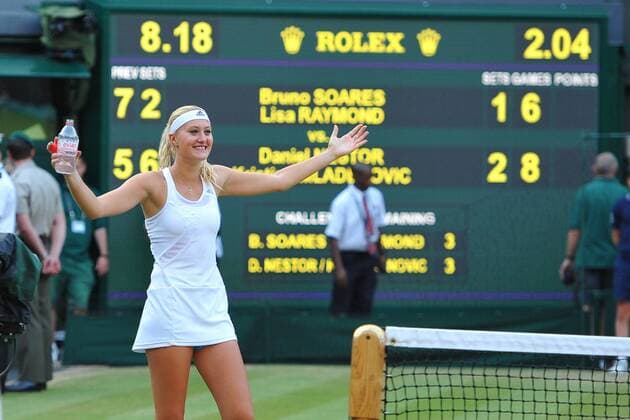 Double mixte, Kristina Mladenovic (Fra) TENNIS : Wimbledon 2013 - 07 07 2013 TennisMagazine Panoramic 