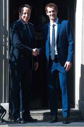 Andy Murray meets Cameron At Downing Street. Wimbledon Champion Andy Murray of Great Britain and Prime Minister David Cameron outside Downing Street, London, United Kingdom Monday, 8th July 2013 Picture by Piero Cruciatti i-Images PieroxCruciattix xi-Images  IIM-0200-0001