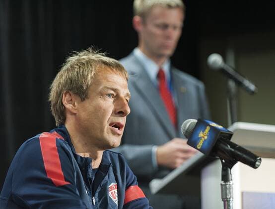 July 8, 2013 - Portland, Oregon, USA - US national team coach Jurgen Klinsmann meets the press the day before his team faces Belize in CONCACAF Gold Cup play. Held every two years, the CONCACAF Gold Cup is the main association football competition of the men s national football teams governed by CONCACAF, determining the regional champion of North America, Central America, and the Caribbean. This year the Gold Cup is hosted in the United States across the country and the championship game to be held in Chicago, IL. CONCACAF Gold Cup - ZUMAkh1