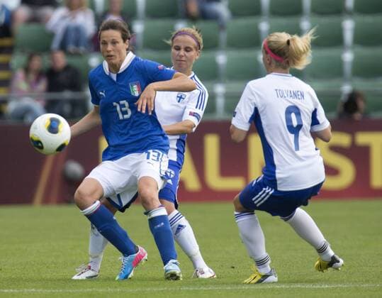 Sweden 20130710 Halmstad Örjans vall UEFA Women s EURO 2013 Italy vs Finland Elisa Camporese Italy Marianna Tolvanen Finland KP0500001 