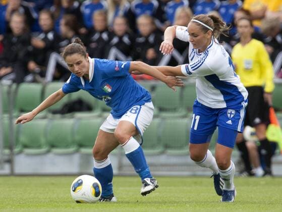 Sweden 20130710 Halmstad Örjans vall UEFA Women s EURO 2013 Italy vs Finland Daniela Stracchi Italy Nora Heroum Finland KP0500001 