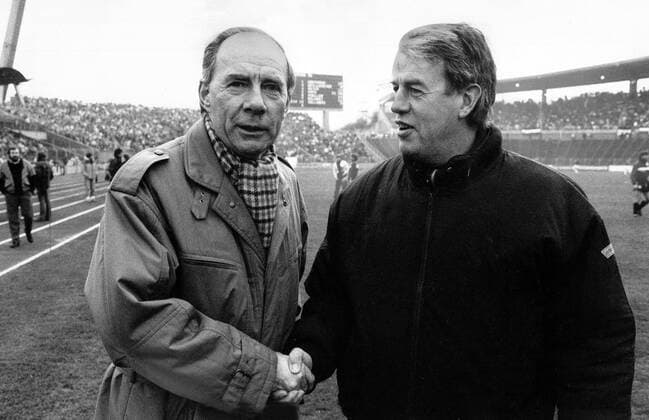 Dietrich Weise (li.) mit Trainer Jürgen Wähling (Hannover 96)