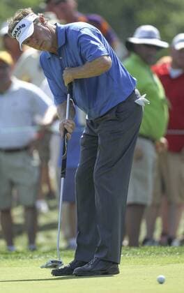July 12, 2013 - Omaha, Nebraska, United States of America - Jul 12, 2013 - Omaha, Nebraska, U.S. - Michael Allen sends his putt toward the 9th hole cup during 2nd round action of the 2013 U.S. Senior Open at Omaha Country Club..Michael Spomer Cal Media PGA Golf Herren Golf 2013: U.S. Senior Open July 11-14 - ZUMAc04