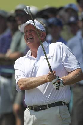 July 12, 2013 - Omaha, Nebraska, United States of America - Jul 12, 2013 - Omaha, Nebraska, U.S. -Colin Montgomerie watches his 1st shot from the 8th tee box during 2nd round action of the 2013 U.S. Senior Open at Omaha Country Club..Michael Spomer Cal Media PGA Golf Herren Golf 2013: U.S. Senior Open July 11-14 - ZUMAc04