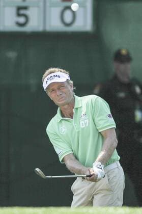 July 12, 2013 - Omaha, Nebraska, United States of America - Jul 12, 2013 - Omaha, Nebraska, U.S. - Bernhard Langer chips on to the 7th green during 2nd round action of the 2013 U.S. Senior Open at Omaha Country Club..Michael Spomer Cal Media PGA Golf Herren Golf 2013: U.S. Senior Open July 11-14 - ZUMAc04