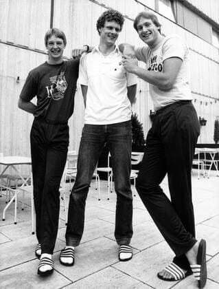 Uwe Blab (Mitte), Detlef Schrempf (li.) und Christian Welp (alle BR Deutschland)