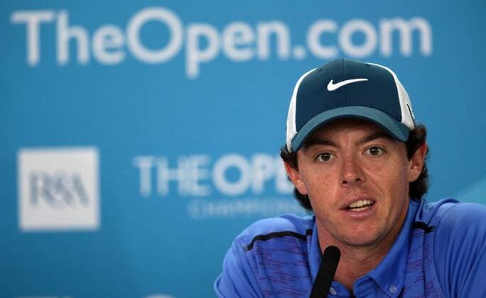 Northern Ireland s Rory McIlroy ( Mc Ilroy ) gives a press conference before the start of the 2013 Open Championship in Muirfield, Scotland on July 17 , 2013.  LON2013071707
