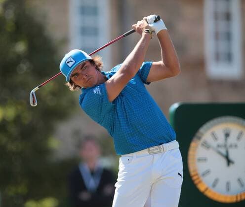 USA s Rickie Fowler tees off on the 10th hole on the second day of the 2013 Open Championship in Muirfield, Scotland on July 19 , 2013.  LON2013071904