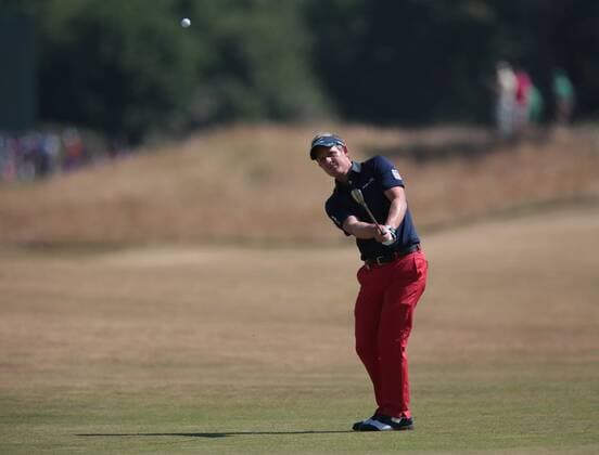 England s luke Donald plays into the ninth green on the second day of the 2013 Open Championship in Muirfield, Scotland on July 19 , 2013.  LON2013071909