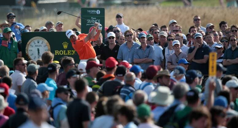 England s Lee Westwood drives on the sixth hole on the third day of the 2013 Open Championship in Muirfield, Scotland on July 20 , 2013.  LON2013072005