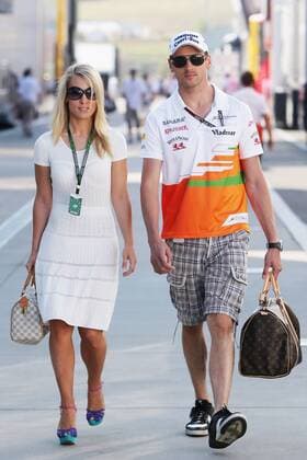 Motorsports: FIA Formula One World Championship 2013, Grand Prix of Hungary, 15 Adrian Sutil (GER, Sahara Force India F1 Team) and his girlfriend Jennifer Becks (GER) xHOCHxZWEIx