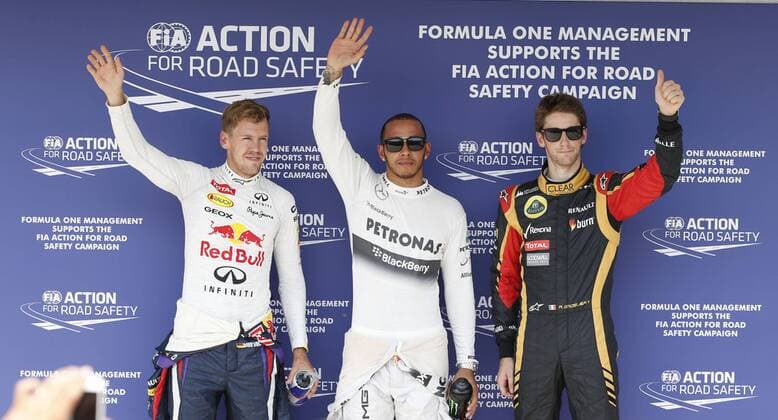 Motorsports: FIA Formula One World Championship 2013, Grand Prix of Hungary, 1 Sebastian Vettel (GER, Infiniti Red Bull Racing), 10 Lewis Hamilton (GBR, Mercedes AMG Petronas F1 Team), 8 Romain Grosjean (FRA, Lotus F1 Team), xHOCHxZWEIx