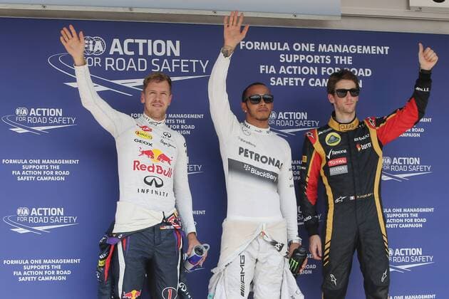 Motorsports: FIA Formula One World Championship 2013, Grand Prix of Hungary, 1 Sebastian Vettel (GER, Infiniti Red Bull Racing), 10 Lewis Hamilton (GBR, Mercedes AMG Petronas F1 Team), 8 Romain Grosjean (FRA, Lotus F1 Team), xHOCHxZWEIx