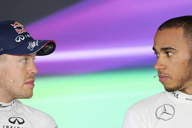 Motorsports: FIA Formula One World Championship 2013, Grand Prix of Hungary, 1 Sebastian Vettel (GER, Infiniti Red Bull Racing), 10 Lewis Hamilton (GBR, Mercedes AMG Petronas F1 Team), xHOCHxZWEIx