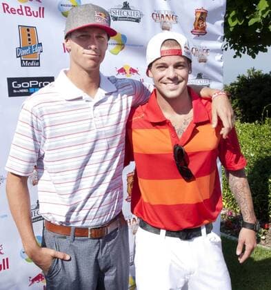 July 29, 2013 - Rancho Palos Verdes, California, USA - Freestyle big wave surfer IAN WALSH stands with RYAN SHECKLER on the red carpet before the start of Monday s 6th Annual 2013 RyanSheckler Celebrity Golf Tournament at the Trump National Golf Club...  - ZUMAb10