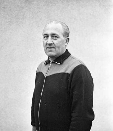 Fußball, Trainerhistorie Westfalia Herne von 1938 bis heute Oberliga Süd Saison 1960 1961, München 1860 Fototermin,--Hans Hipp ( Trainer München 1860) Portrait.