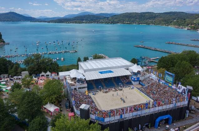 31.07.2013, Klagenfurt, Strandbad, AUT, A1 Beachvolleyball EM 2013, im Bild der BVB Centercourt. EP_ste