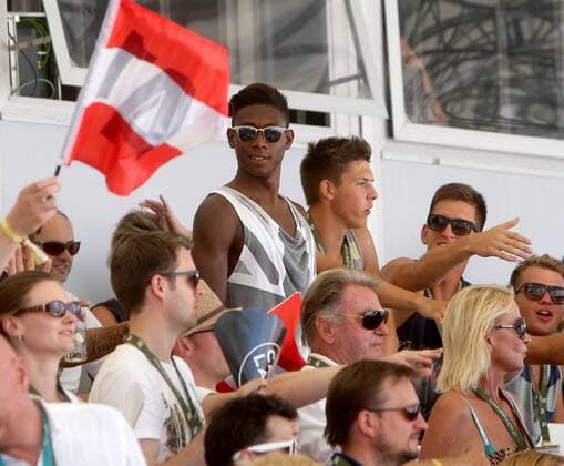 Beachvolleyball. Grand Slam. CEV. Europameisterschaft. David Alaba (AUT FC Bayern München). Klagenfurt, 3.8.2013.