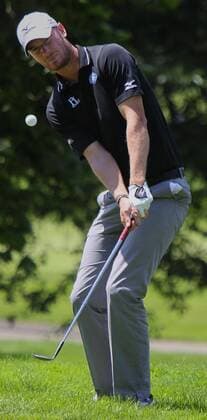 Aug. 3, 2013 - Akron, OH, USA - Chris Wood chips onto the 5th green during the third round of the WGC-Bridgestone Invitational at Firestone Country Club in Akron, Ohio, on Saturday, August 3, 2013. WGC-Bridgestone Invitational - ZUMAm67