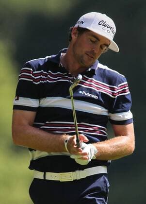 Aug. 3, 2013 - Akron, OH, USA - Keegan Bradley reacts to a poor shot on the 13th hole during the third round of the WGC-Bridgestone Invitational at Firestone Country Club in Akron, Ohio, on Saturday, August 3, 2013. WGC-Bridgestone Invitational - ZUMAm67