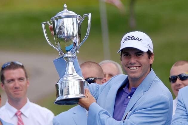 Aug. 4, 2013 - Washington County, PENNSYLVANNIA, U.S - August 4th, 2013 - Ben Martin holds up the 2013 Mylan Classic trophy after the 4th and final round of the WEB.com Tour s Mylan Classic at Southpointe Golf Club in Canonsburg, Washington County, PA. Martin finished the tournament with a 4 under par for the day and an overall total of 17 under par placing him on the top of the leader board and the winner of the 2013 Mylan Classic. Golf 2013 - Mylan Classic - Round 4 - ZUMAb31