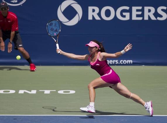 TORONTO, Aug. 5, 2013 - China s Zheng Jie during the first round of women s singles at the 2013 Rogers Cup in Toronto, Canada, Aug. 5, 2013. Zheng Jie lost the match 1-2. (Xinhua Zou Zheng) (SP)CANADA-TORONTO-TENNIS-WTA-ROGERS CUP 