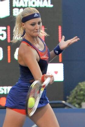 Aug. 5, 2013 - Toronto, Ontario, Canada - Toronto, Ontario, Canada, August 5, 2013. Kristina Mladenovic (FRA) in action in first round action during the WTA Tennis Damen Rogers Cup at Rexall Centre in Toronto, Ontario, Canada on August 5th. GerryxAngus CSM Tennis 2013: WTA Tennis Damen Rogers Cup AUG 5 - ZUMAc04
