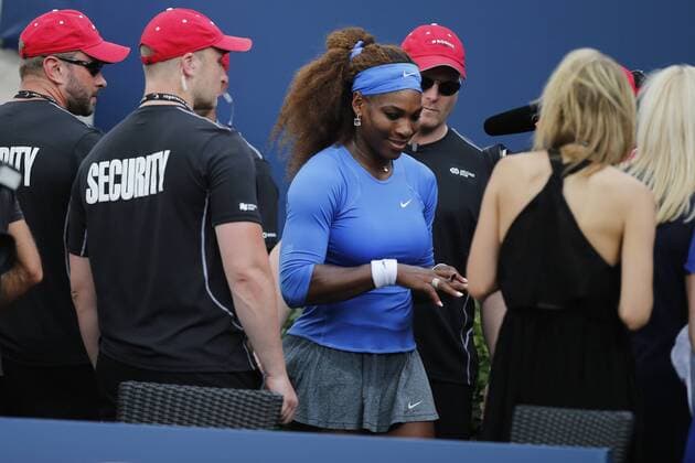 Toronto, Ontario, Canada - SERENA WILLIAMS smiles as she leaves an impromptu autograph session on Day 6 at the Rogers Cup Women s tennis tournament in Toronto. Tennis 2013 - Rogers Cup - Day 6 - ZUMAs10