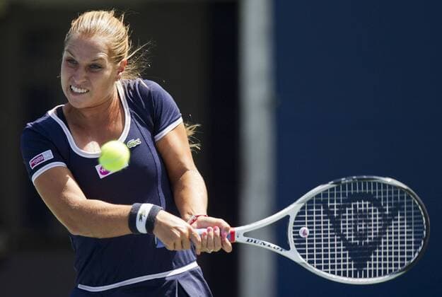 Dominika Cibulkova of Slovakia returns during the quarterfinal of women s singles at the 2013 Rogers Cup in Toronto, Canada, Aug. 9, 2013. (Xinhua Zou Zheng) (SP)CANADA-TORONTO-TENNIS-WTA-ROGERS CUP-QUARTERFINAL 