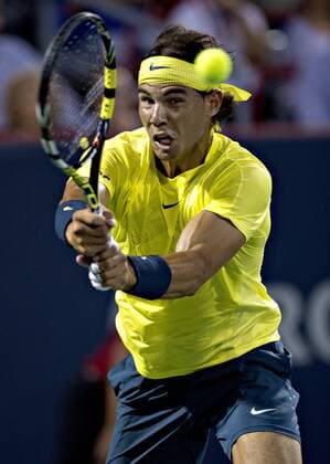 Rafael Nadal of Spain during the quarterfinal of men s singles at the 2013 Rogers Cup in Montreal, Canada, Aug. 9, 2013. Nadal won the match 2-0. (Xinhua Andrew Soong) (SP)CANADA-MONTREAL-TENNIS-ROGERS CUP 