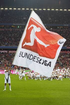 09.08.2013, Fussball 1.Bundesliga 2013 2014, 1.Spieltag, FC Bayern München - Borussia Mönchengladbach, in der Allianzarena München. Flagge mit dem DFL-Logo.